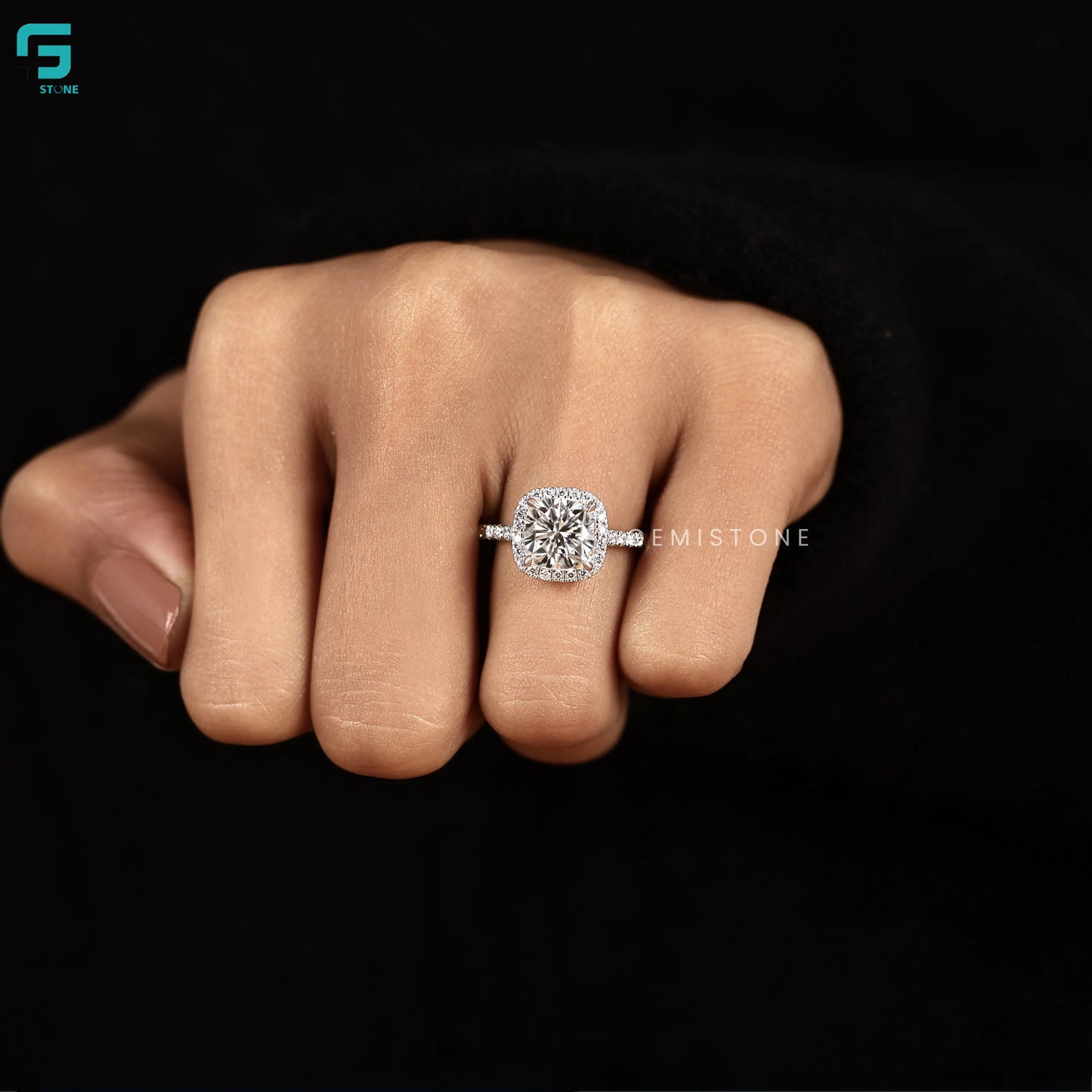 Cathedral Set Cushion Cut Ring For Women
