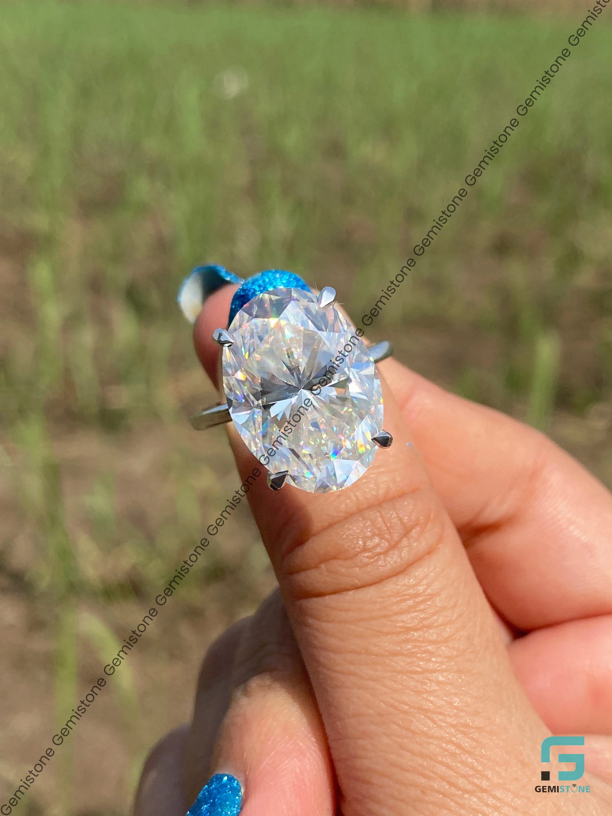 Celebrity Big Oval Moissanite Engagement Ring