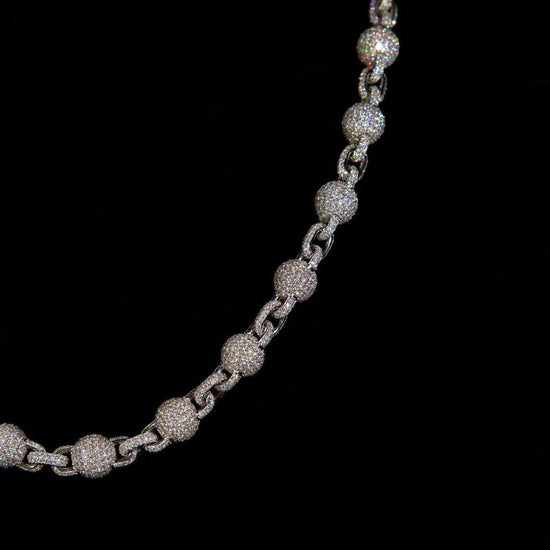 10MM Fully Iced Out Moissanite Diamond 360 Ball Link Chain