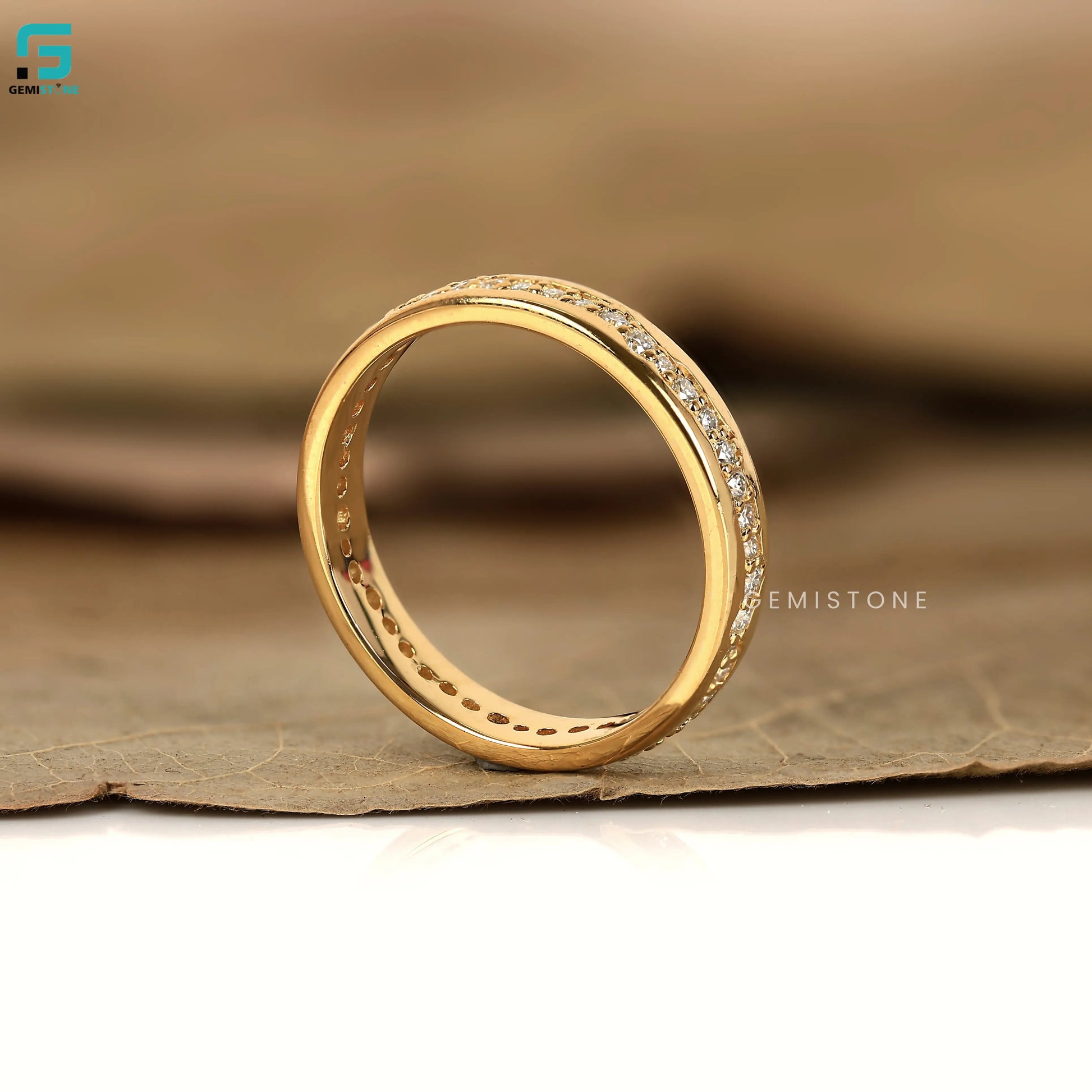 Channel Setting Round Cut Lab Grown Diamond Eternity Wedding Band For Women