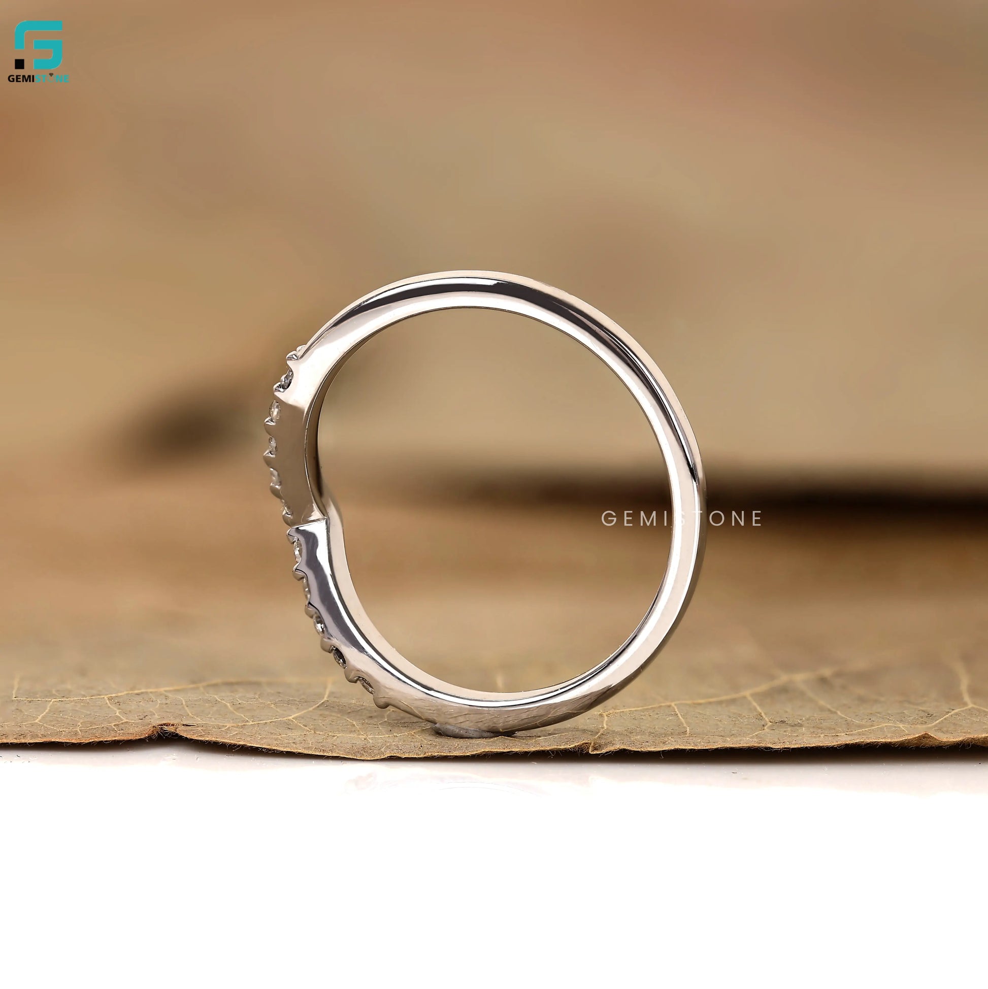 Chavron Wedding Lab Diamond Band For Women