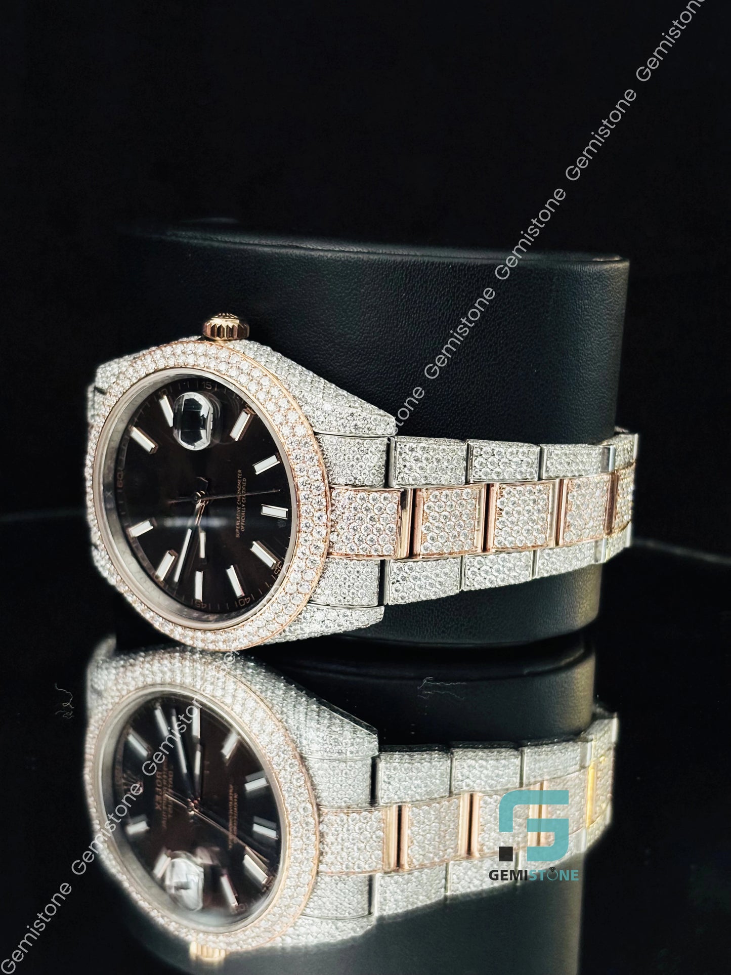 41MM Fully Iced Out Chocolate Dial Moissanite Watch