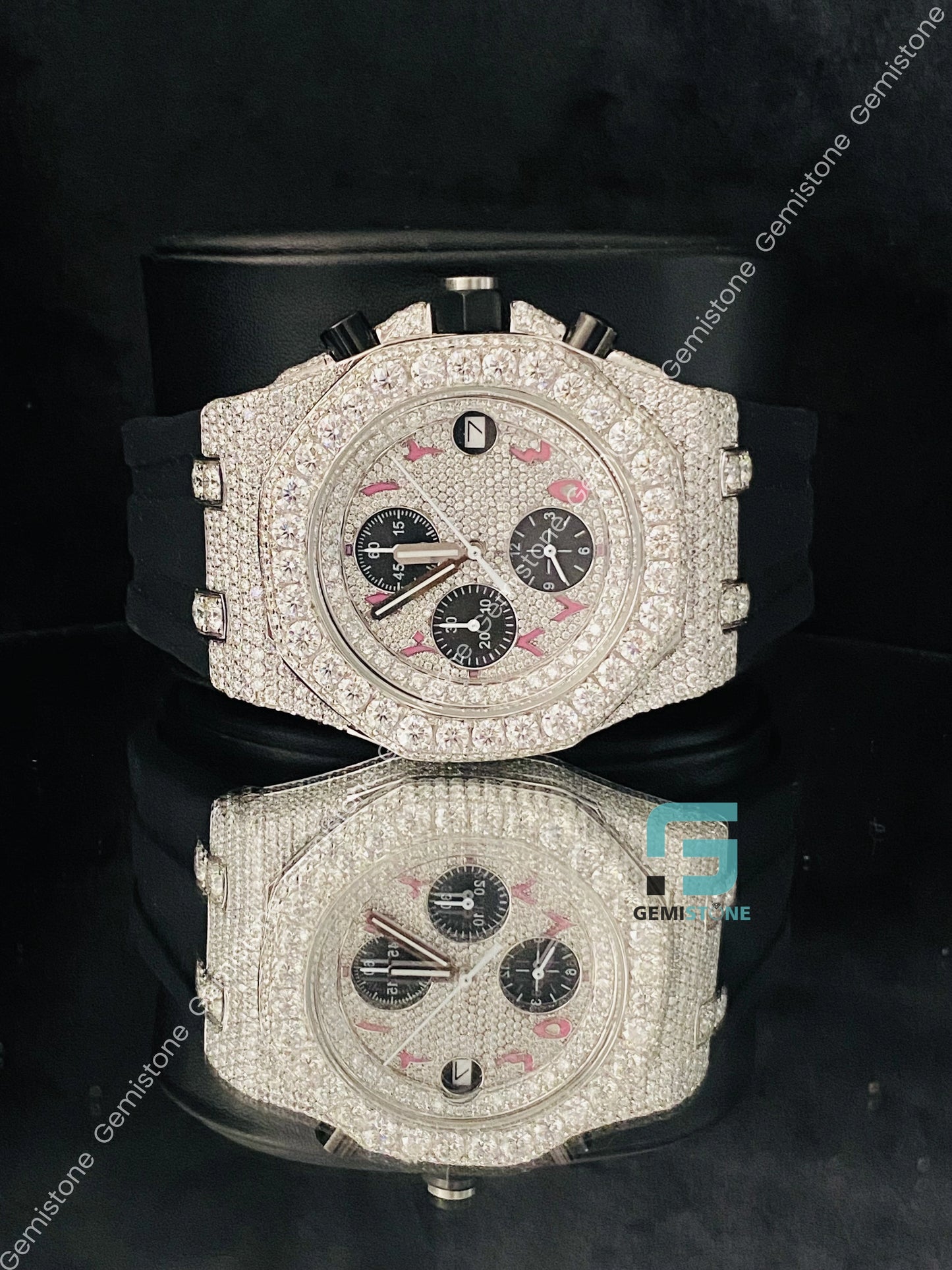 Chronograph Moissanite Bust Down Big Bezel Watch