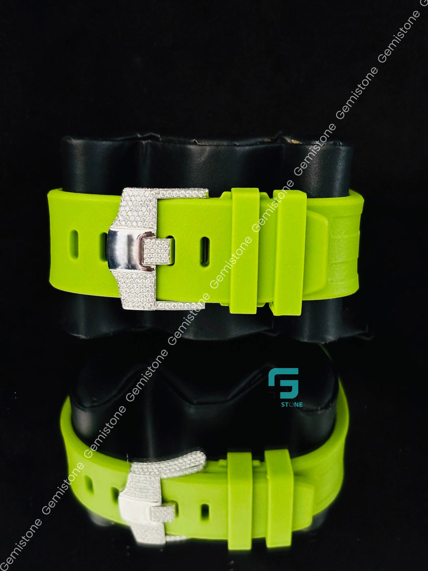 Chronograph Moissanite Green Silicon Starp Watch 