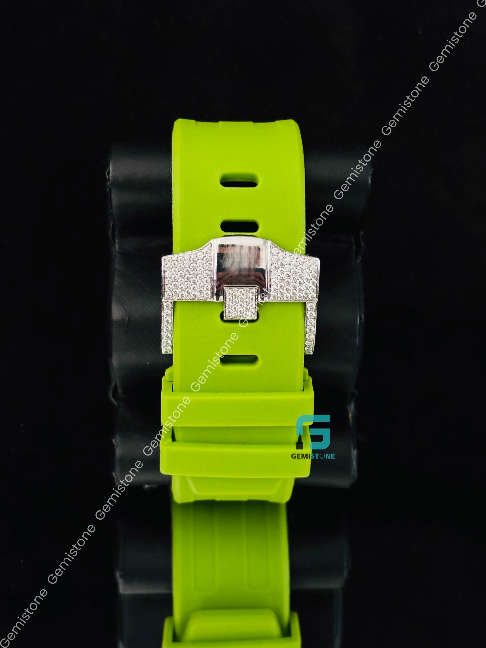 Chronograph Moissanite Green Silicon Starp Watch For Men