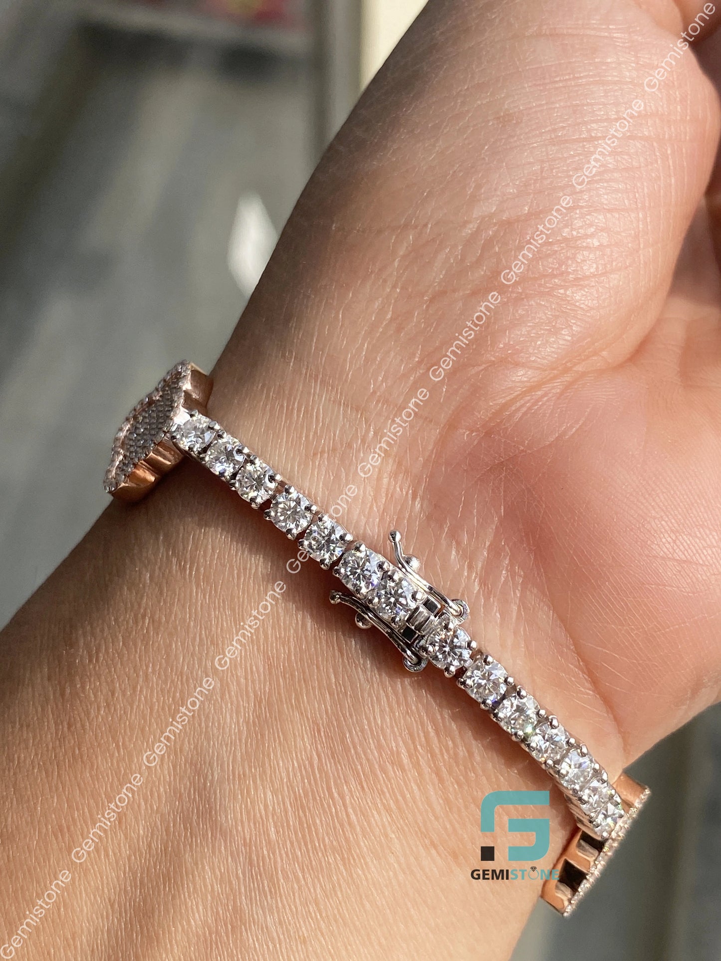 Clover And Tennis Moissanite Hip Hop Bracelet