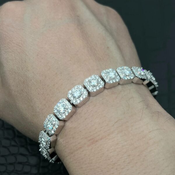 9MM Heavy VVS Moissanite Cuban Diamond Cluster Bracelet