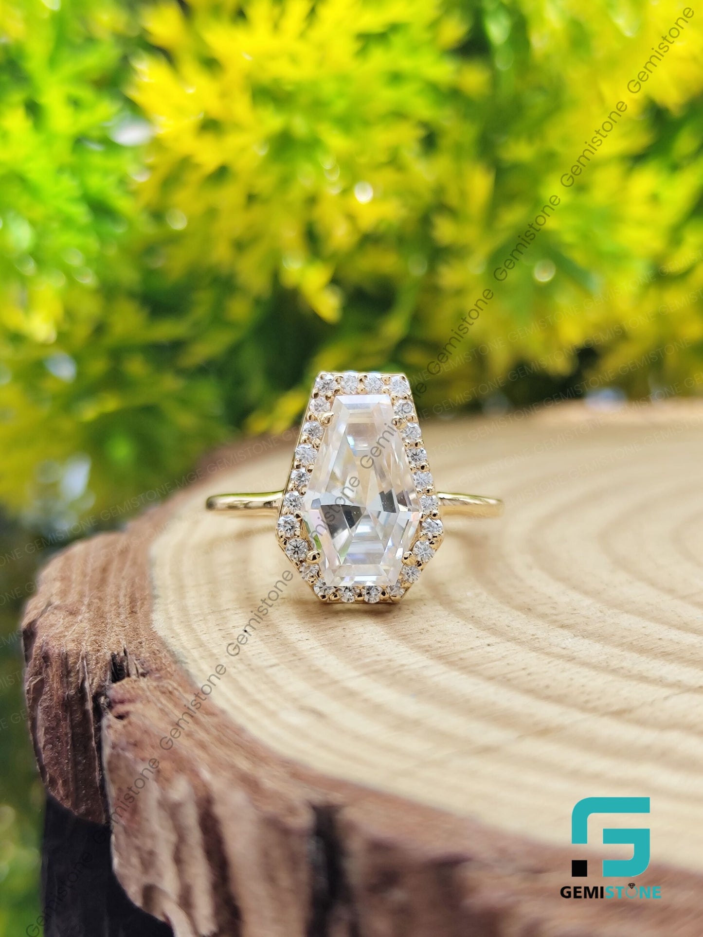 4.0 CT Coffin Cut Moissanite Wedding Bridal Set Rings