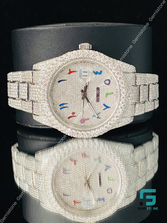 Color full Arabic Number Moissanite Diamond Watch