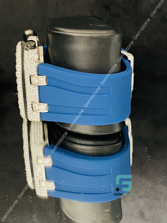 Colorful Arabic Number Blue Silicon Belt Moissanite Watch