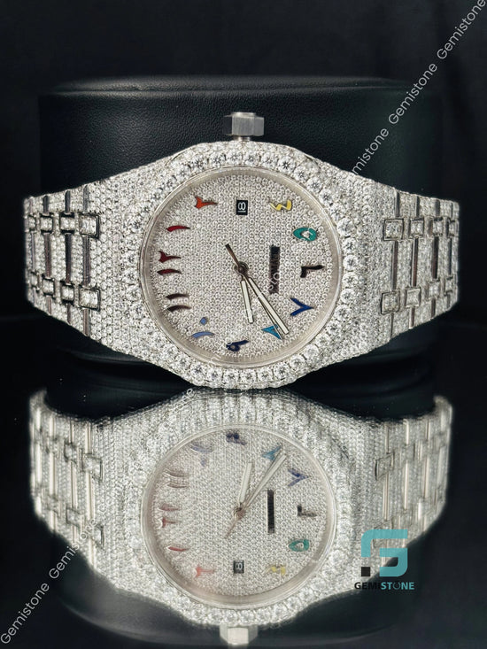 Colorful Arabic Number luxury Moissanite Watch for Men