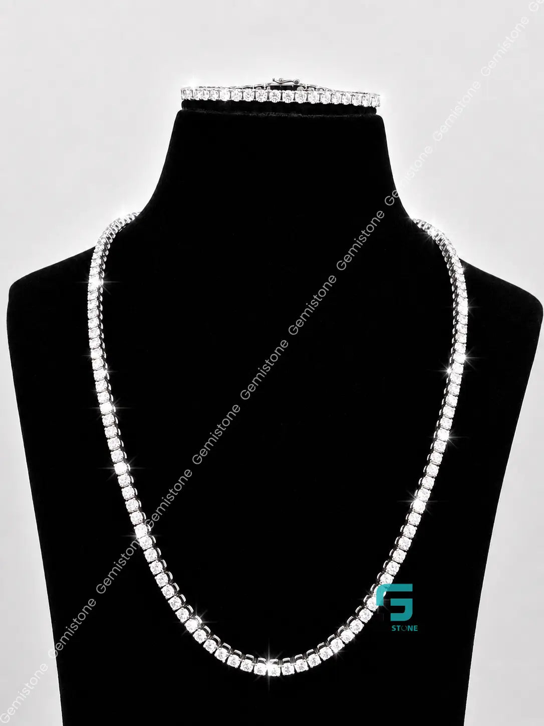4MM Moissanite Tennis Chain/Bracelet Bundle 14K Gold