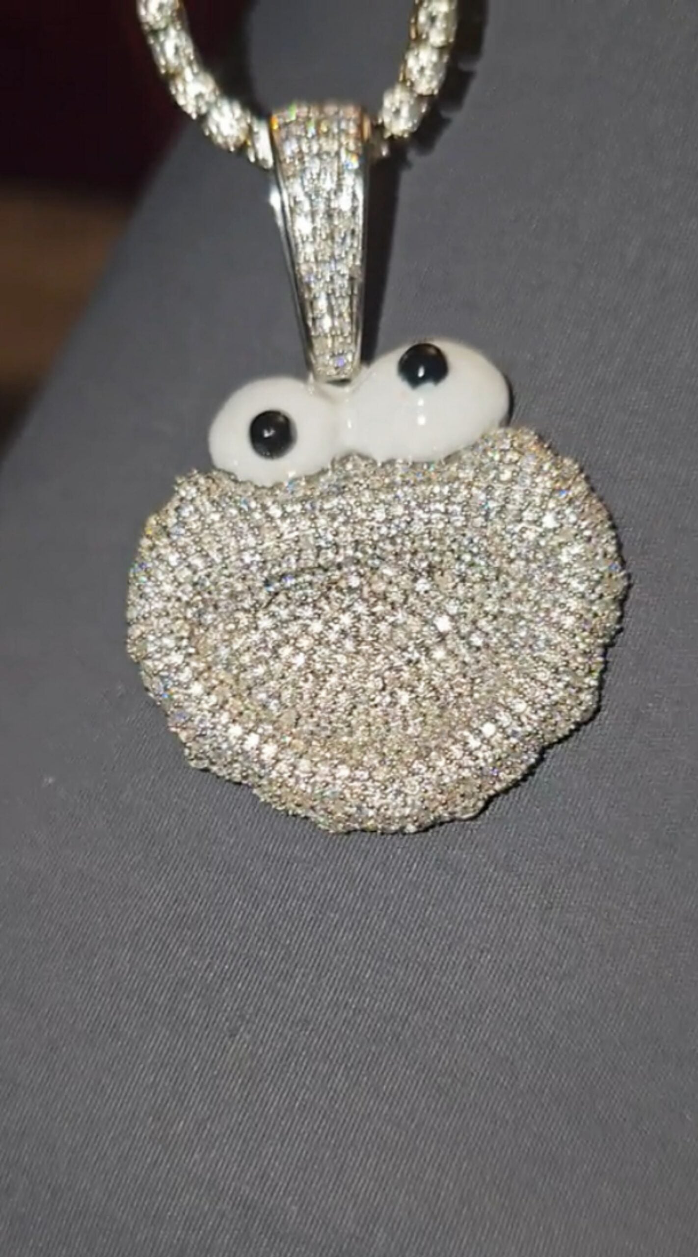 Custom VVS Moissanite Handmade Cookie Monster Pendant For Men