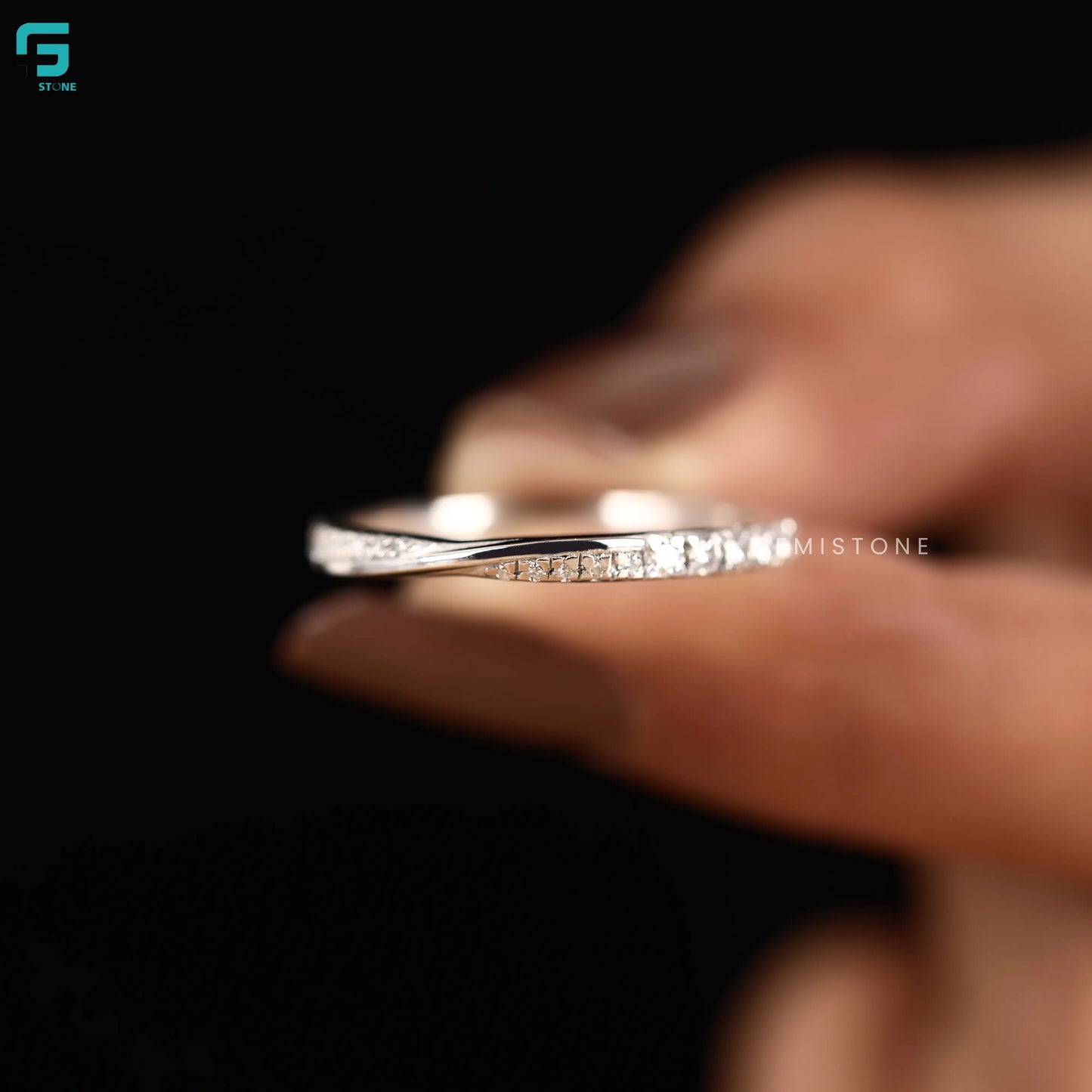 Criss Cross Lab Diamond Wedding Band For Women