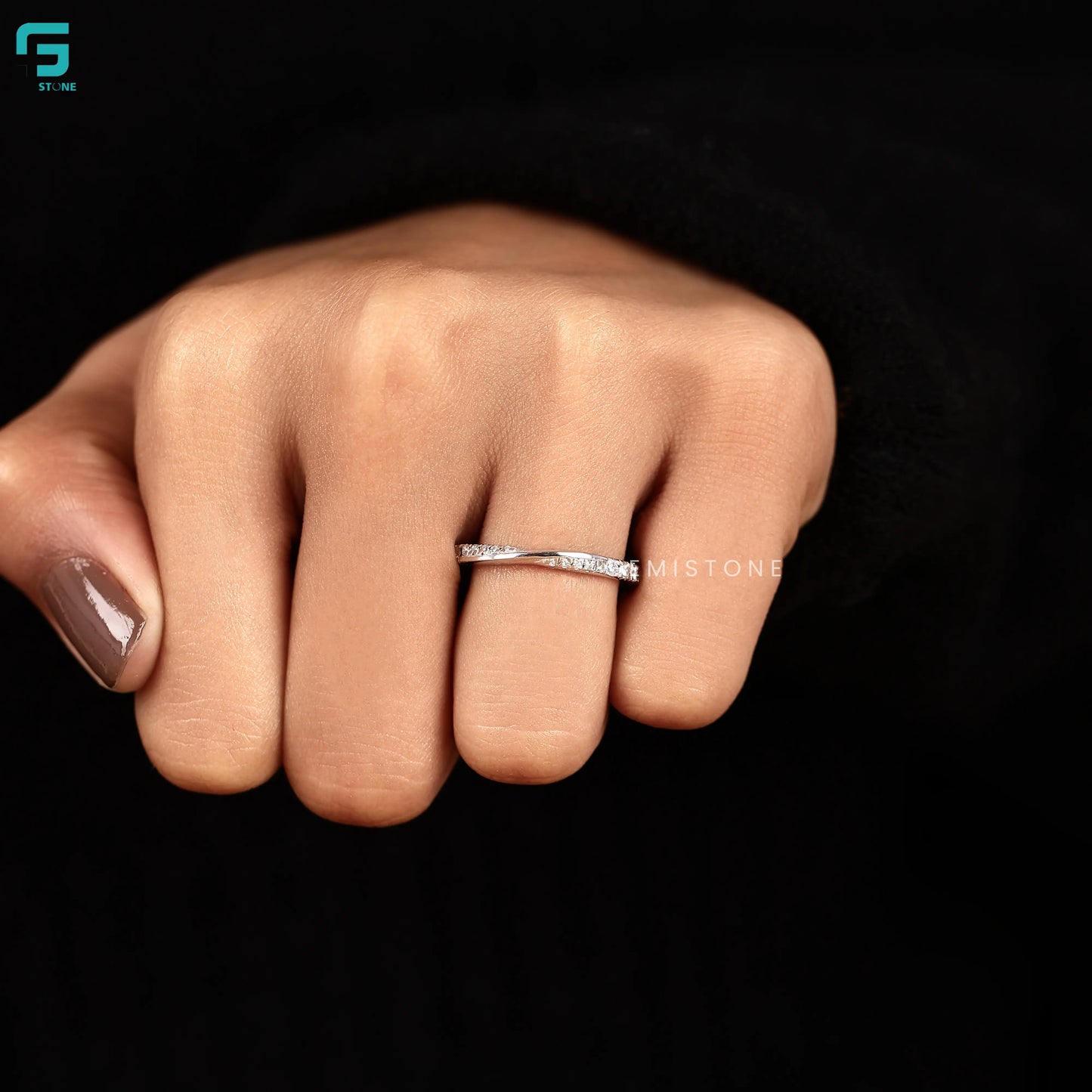 Criss Cross Lab Grown Diamond Wedding Band