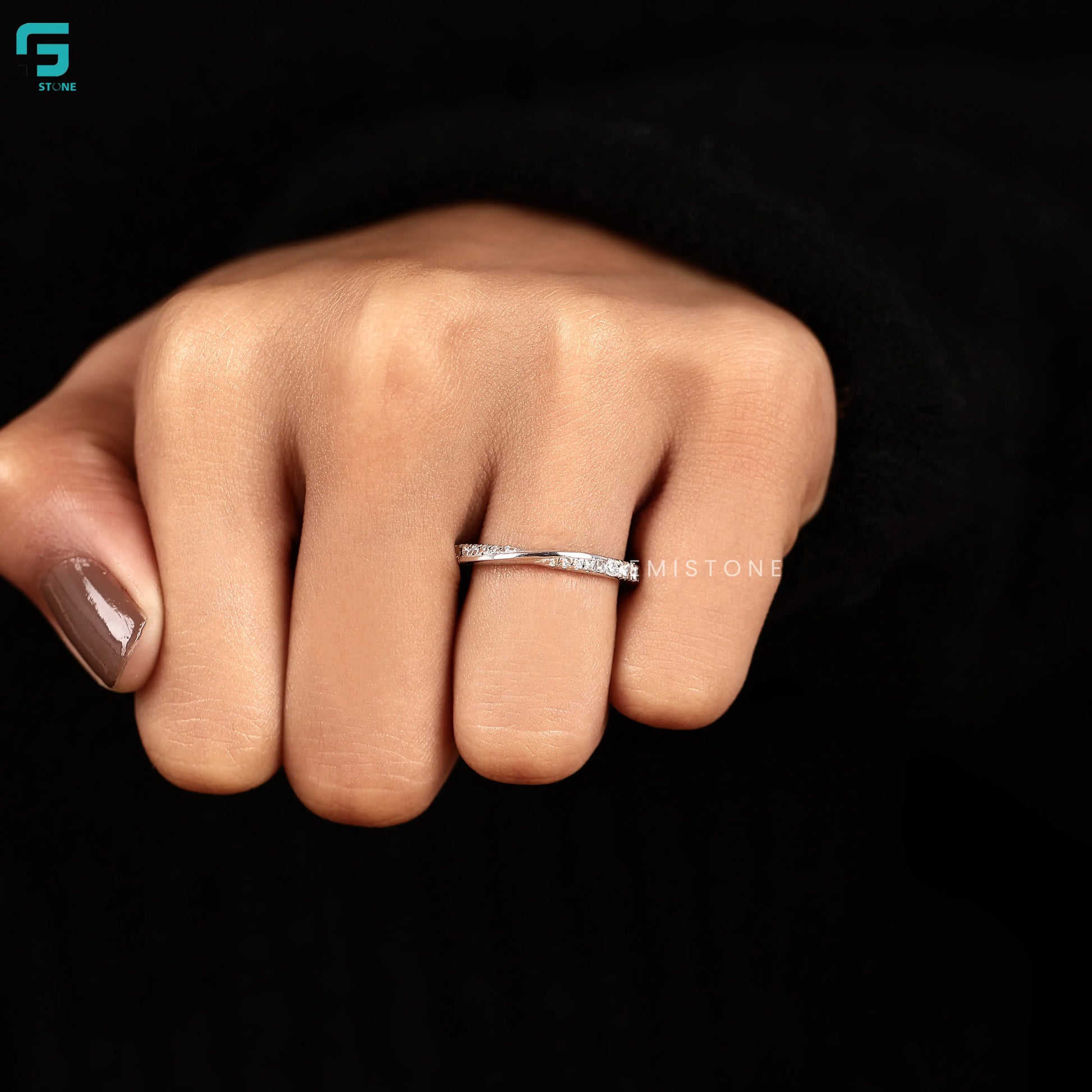 Criss Cross Lab Grown Diamond Wedding Band