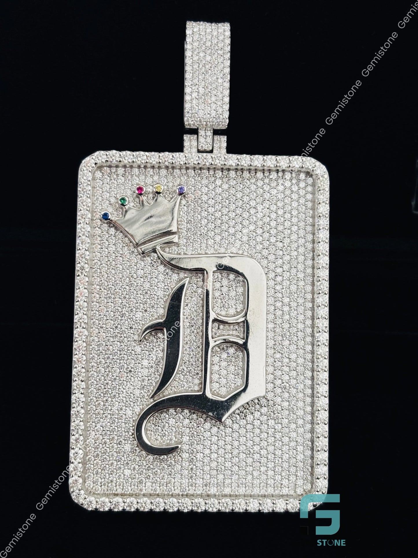 Crown Initial Letters Moissanite Pendant