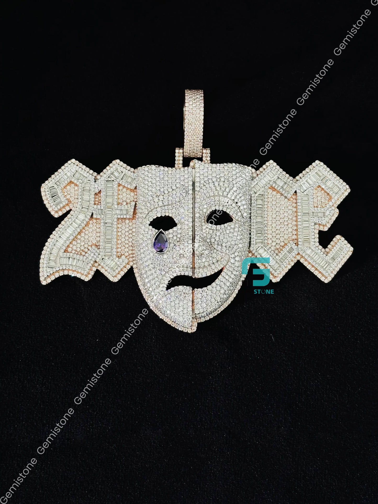 Crying Face Moissanite Pendant