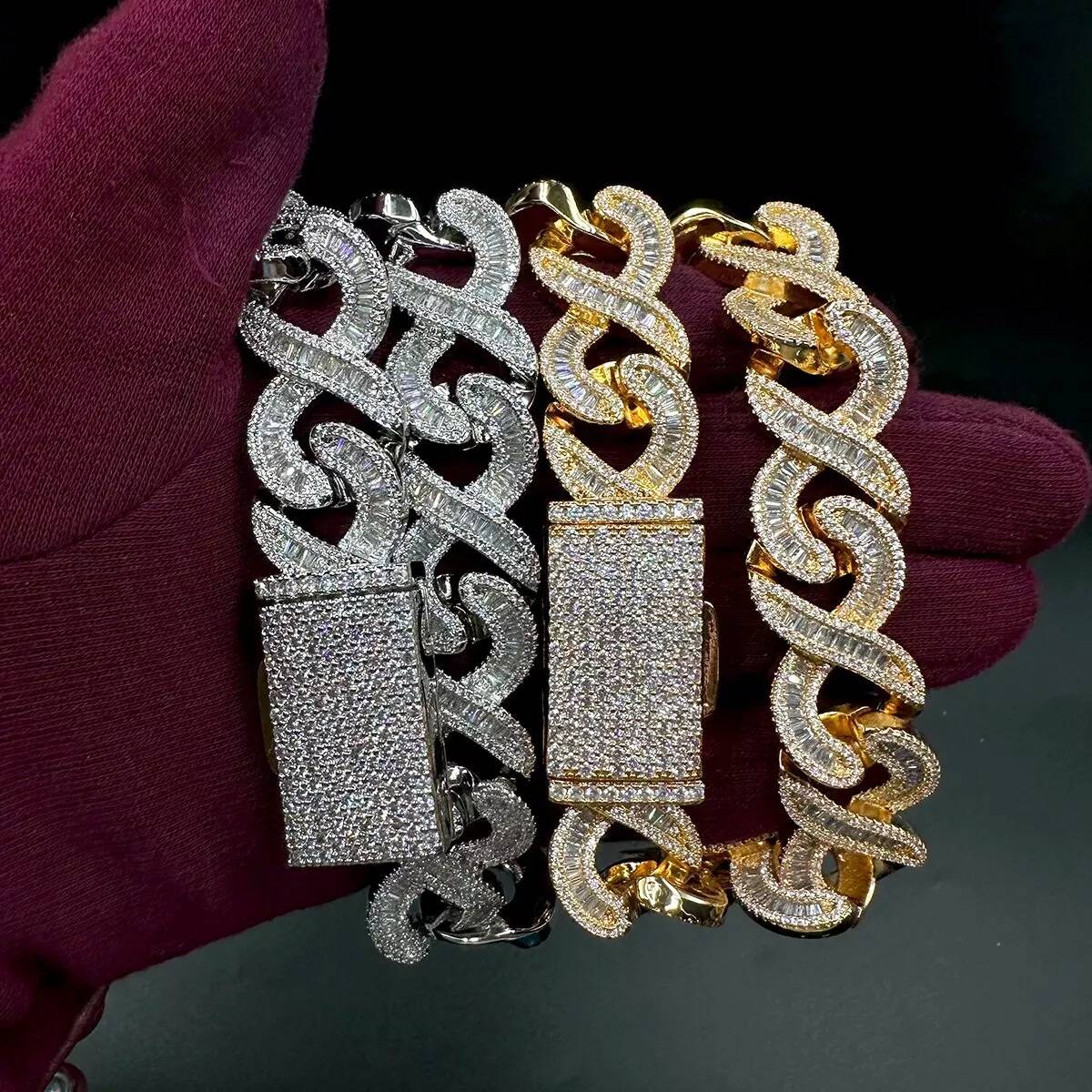 20MM Heavy Hip Hop Moissanite Baguette Link Cuban Chain Choker 22"