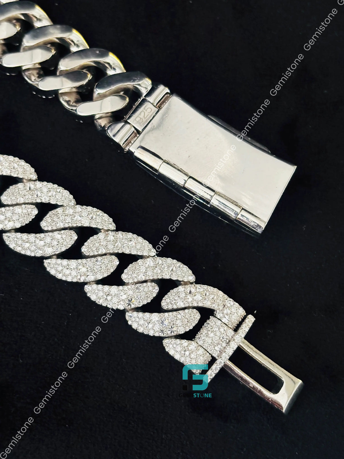 18MM Cuban Link Star Shape Clasp Moissanite Rappers Chain