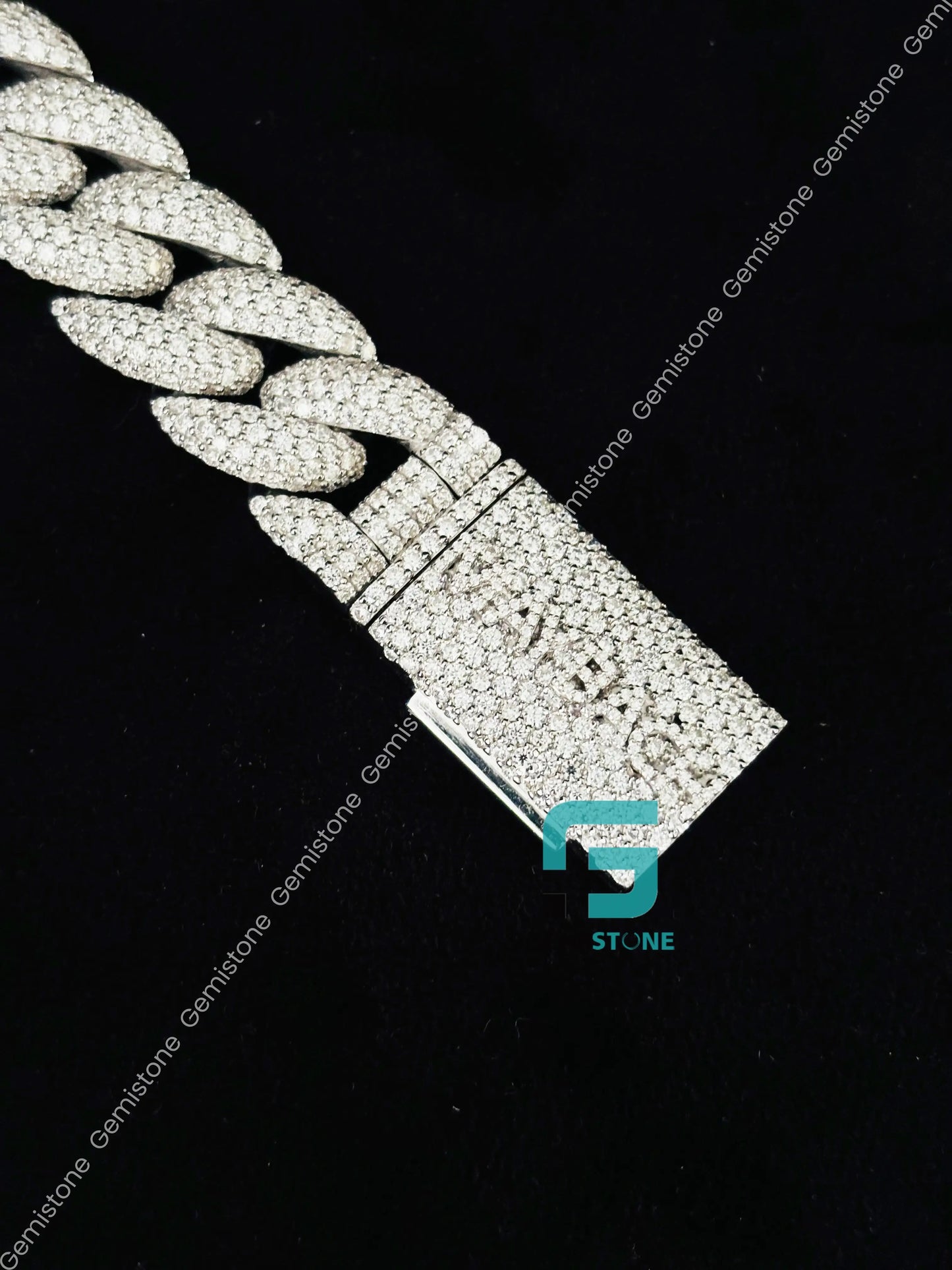 Cuban Link Hip Hop Studdded Moissanite Bracelet