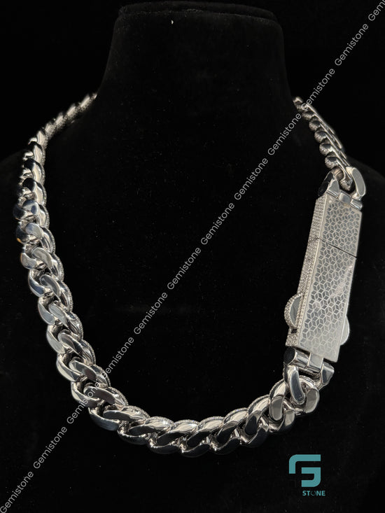 Cuban Link Moissanite Round Baguette Diamond Chain
