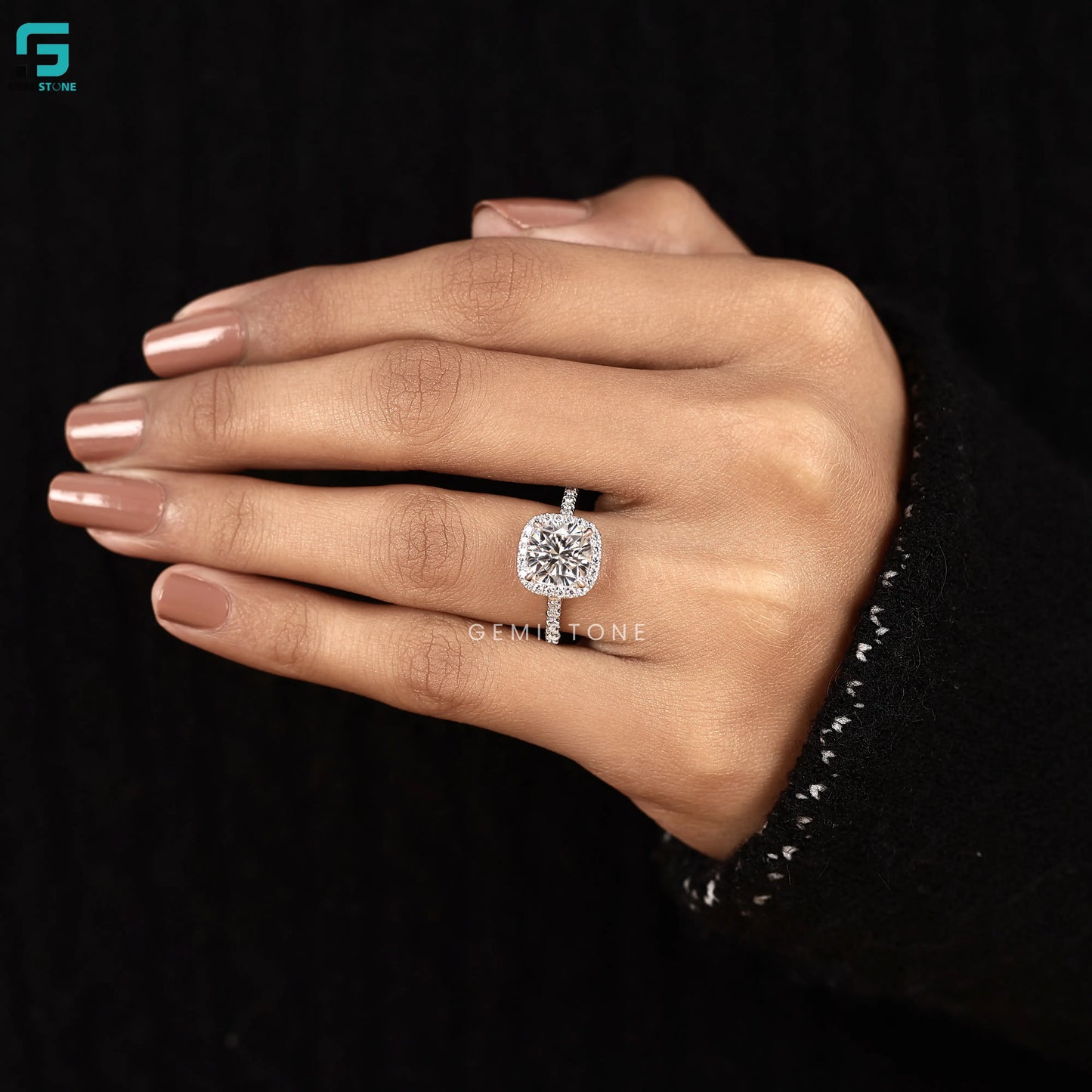 Cushion Cut Halo Wedding Ring