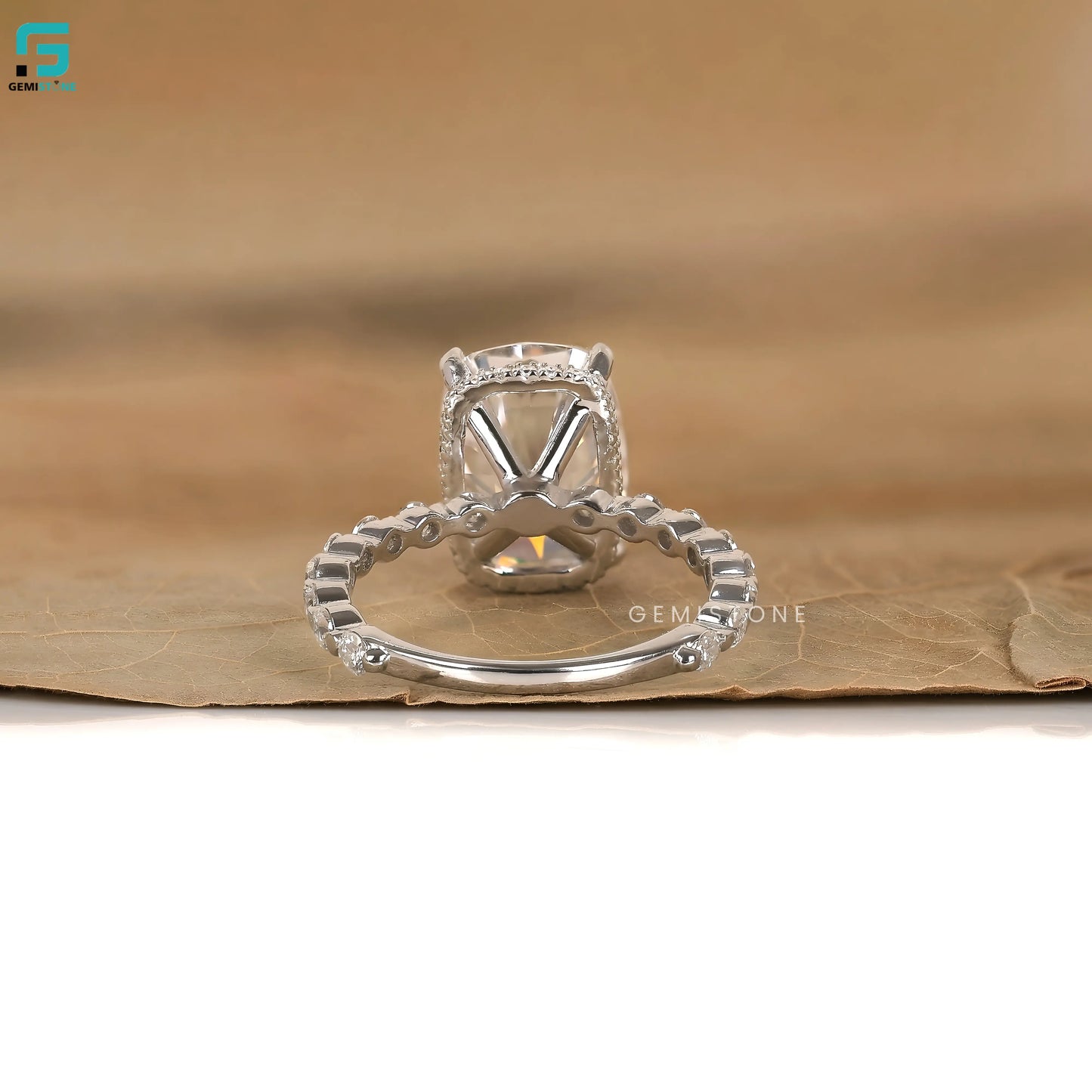 Cushion Cut Hidden Halo Lab Diamond Wedding Ring
