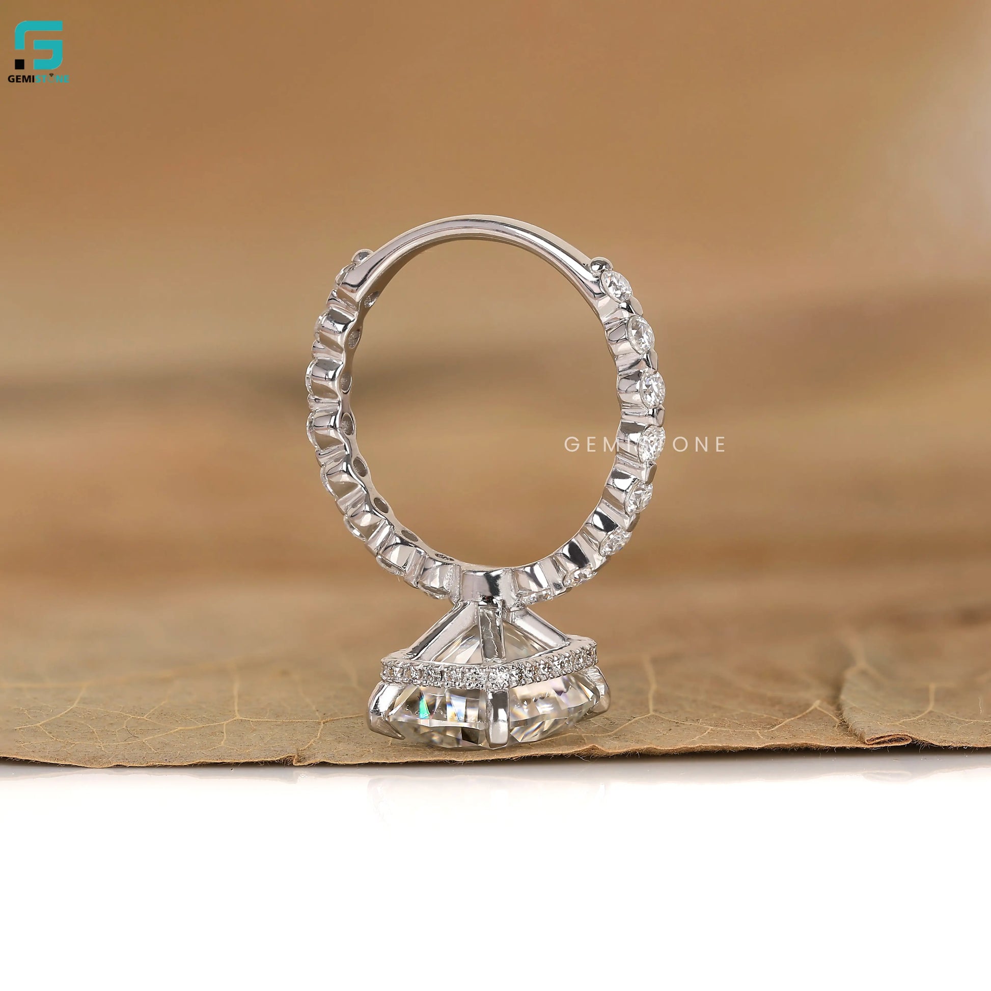 Cushion Cut Hidden Halo Lab Diamond Wedding Ring For Women