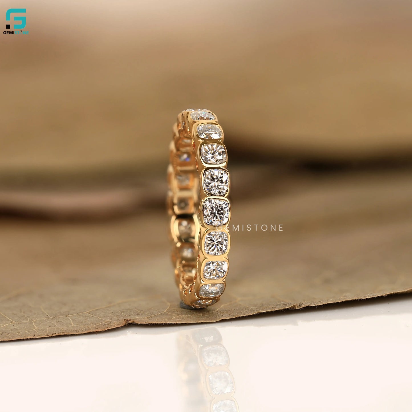 Cushion Cut Lab Diamond Full Eternity Wedding Band For Women