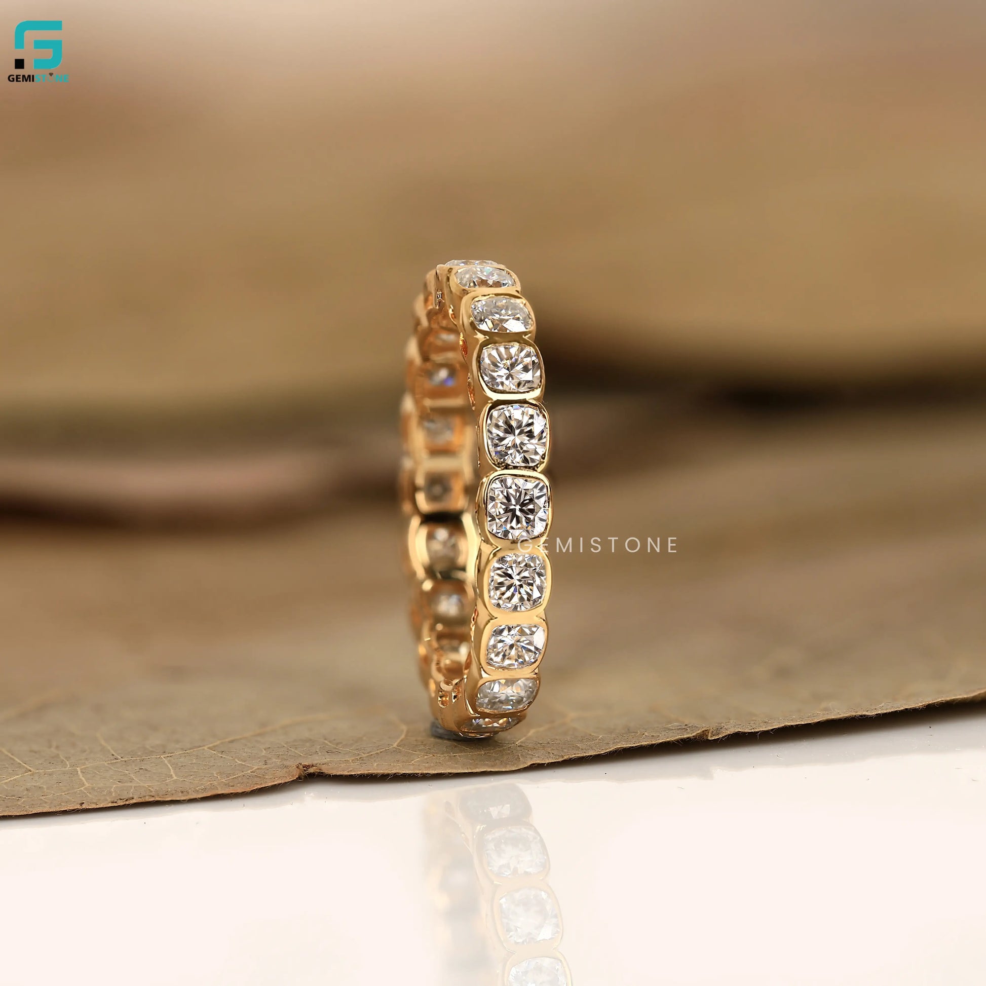 Cushion Cut Lab Diamond Full Eternity Wedding Band For Women