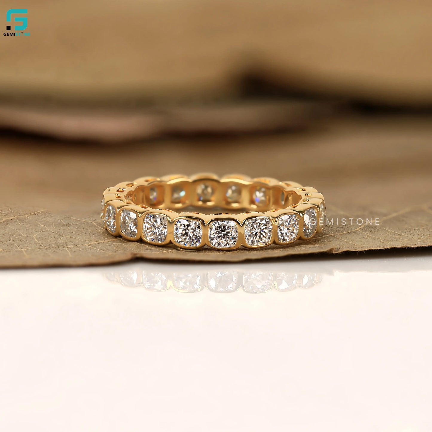 Cushion Cut Lab Grown Diamond Full Eternity Wedding Band