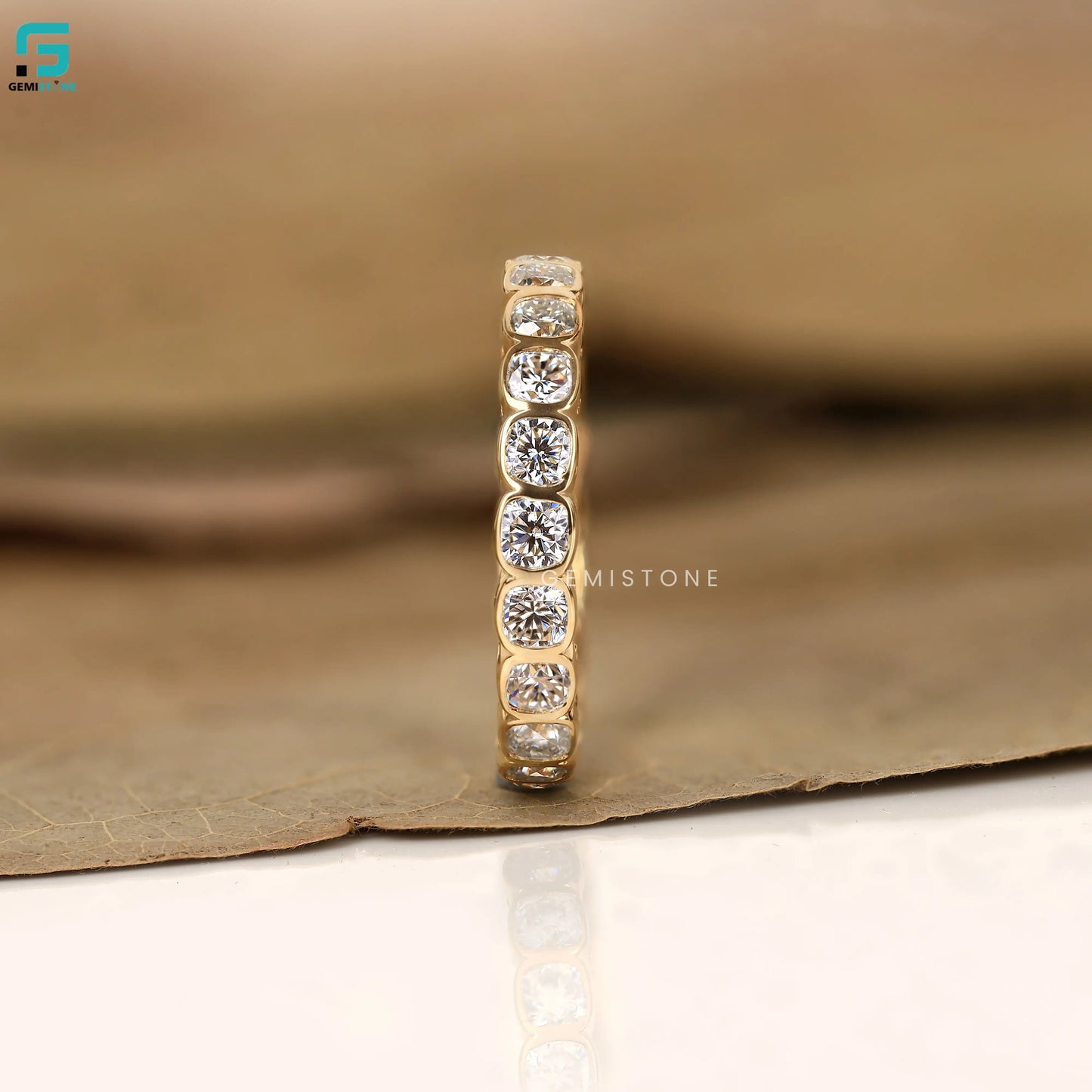 Cushion Cut Lab Grown Diamond Full Eternity Wedding Band For Women