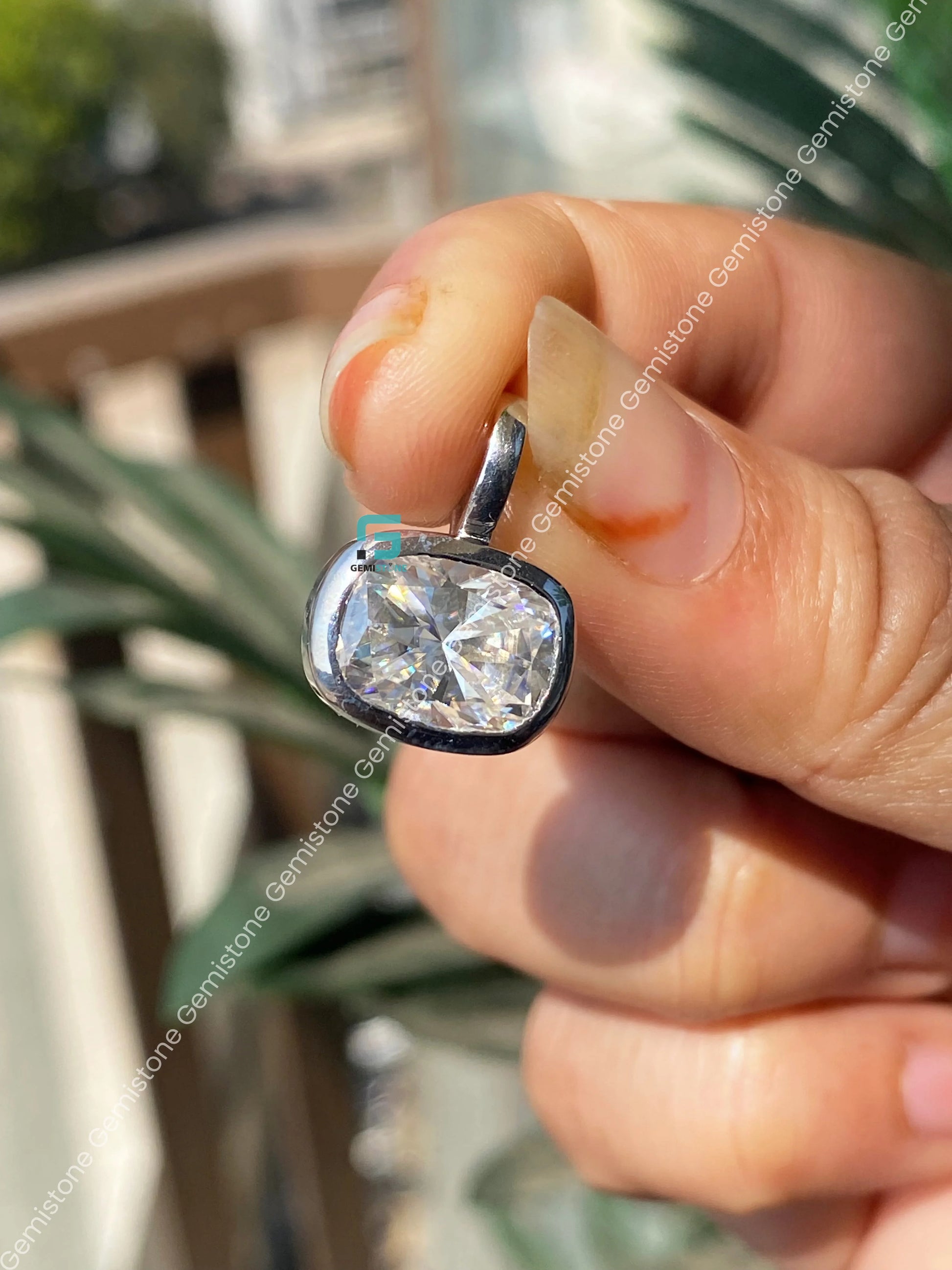Cushion Cut Moissanite Pendant
