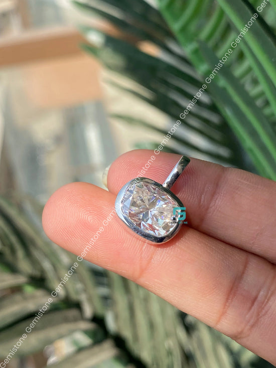 Cushion Cut Moissanite Pendant 925 Silver