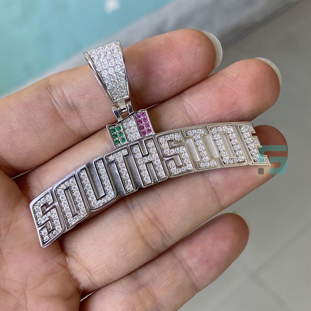 Italian National Flag Letter Moissanite Custom Diamond Pendant