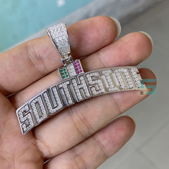 Italian National Flag Letter Moissanite Custom Diamond Pendant