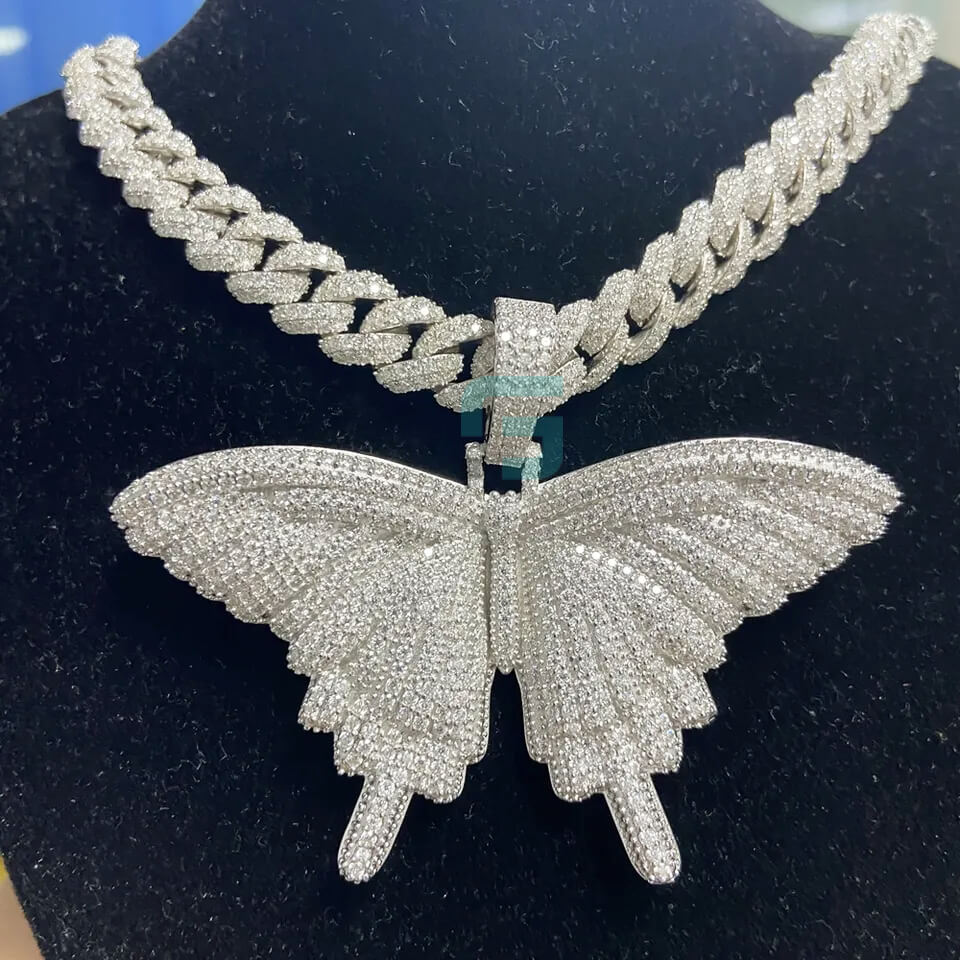 VVS Moissanite 3D Butterfly Iced Out Pendant