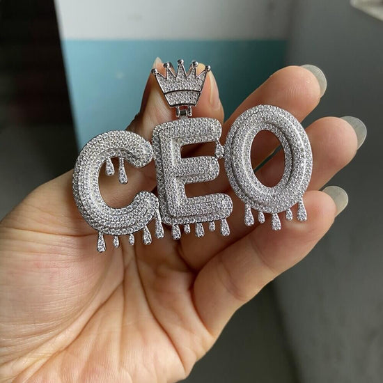 VVS Moissanite Iced Out Custom Letter CEO Pendant Men's