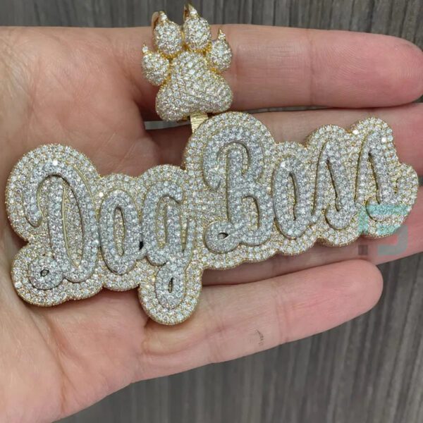 Hip Hop Two Tone DogBoss Name Iced Out Custom Letter Pendant