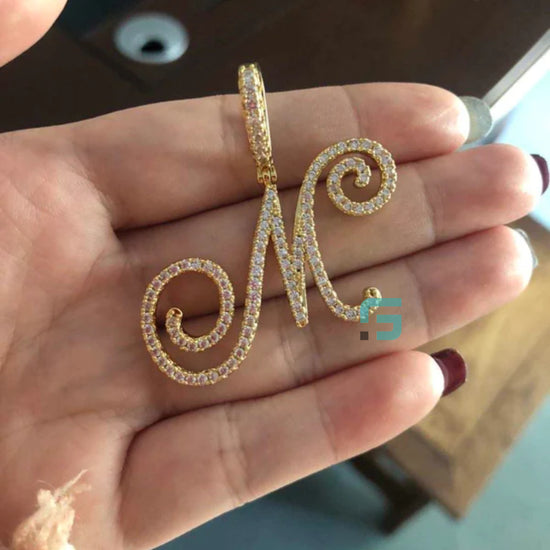 Round Cut Moissanite Custom Letter Pendant