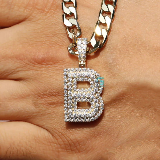 Fully Iced Out VVS Moissanite Hip Hop B Letter Pendant
