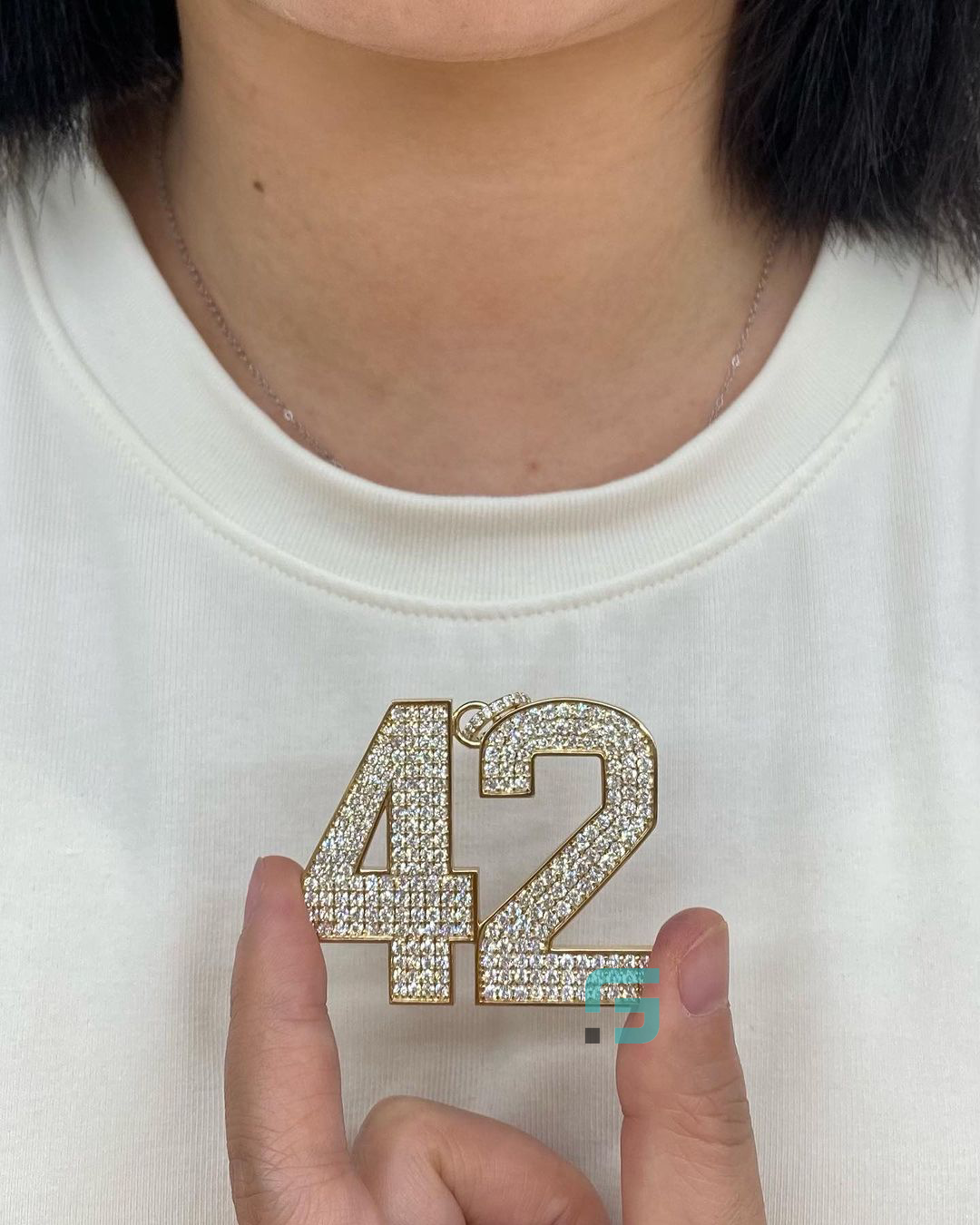 Custom Number "42" Iced Moissanite Diamond Pendant