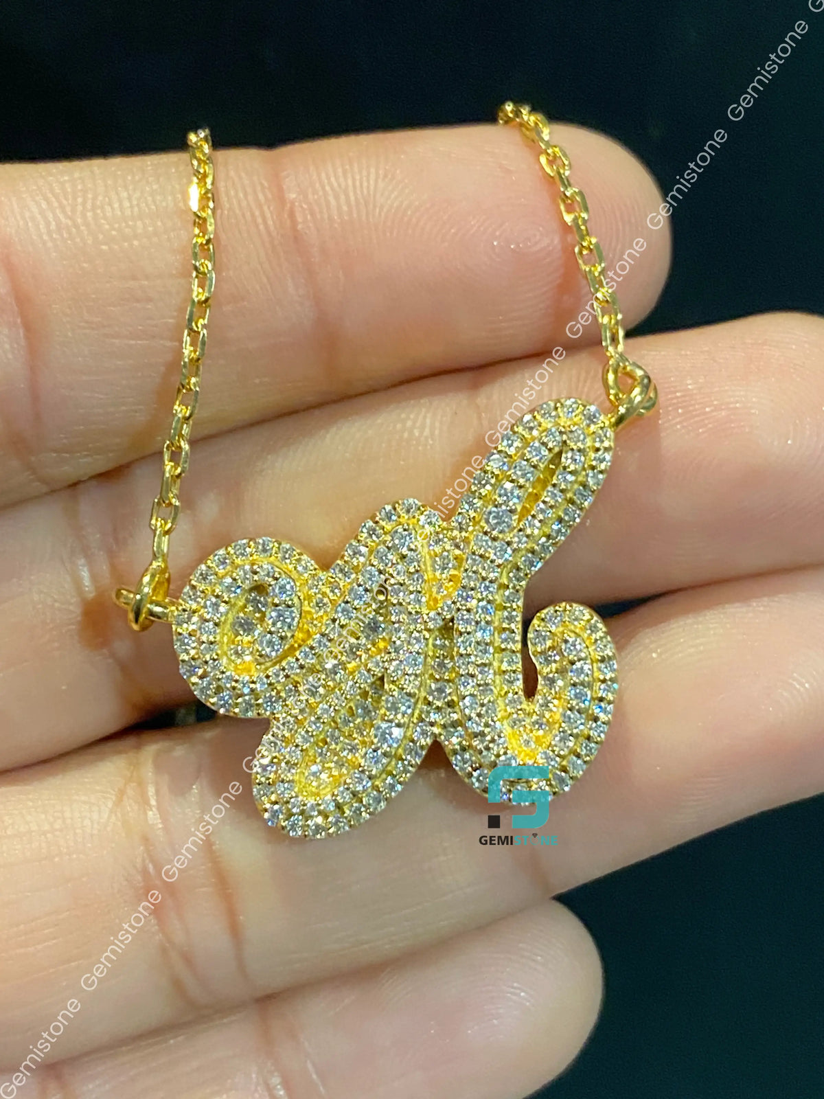 Custom Alphabet Letter Moissanite Charm Pendant For Women