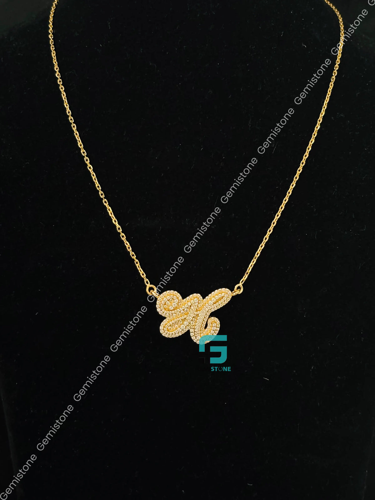 Custom Alphabet Letter Moissanite Charm Pendant For Women