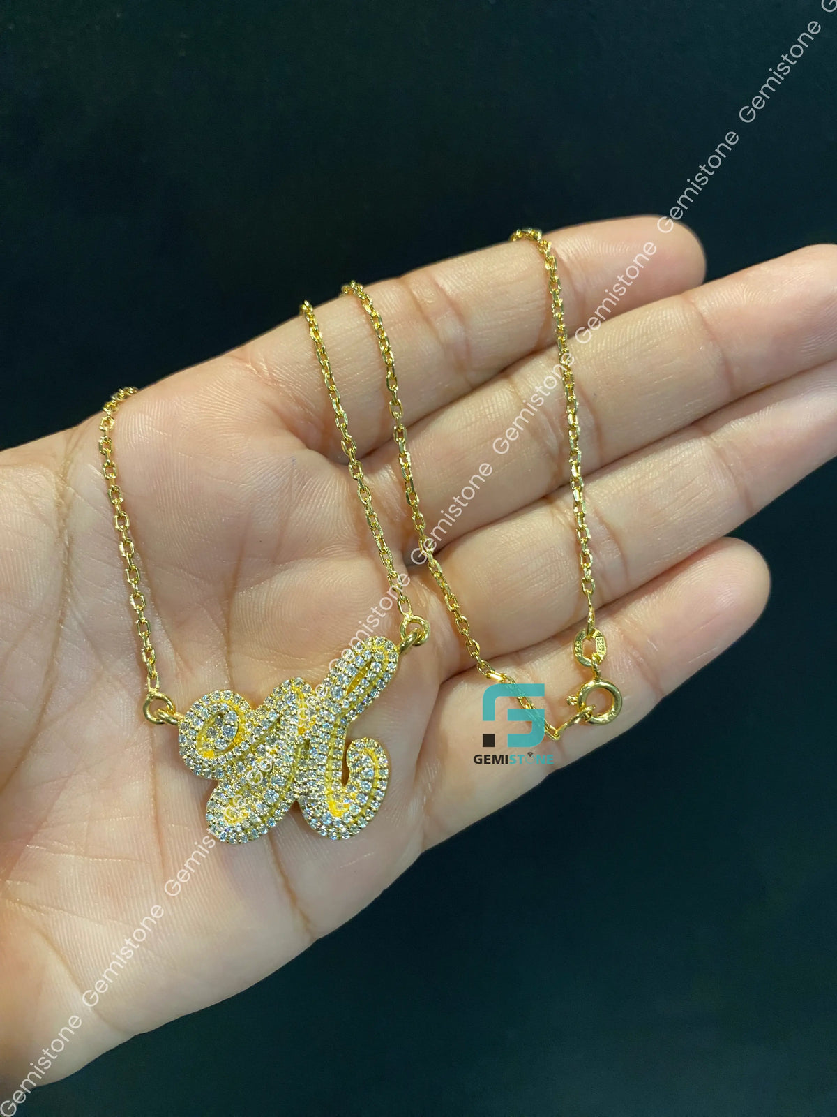 Custom Alphabet Letter Moissanite Charm Pendant For Women