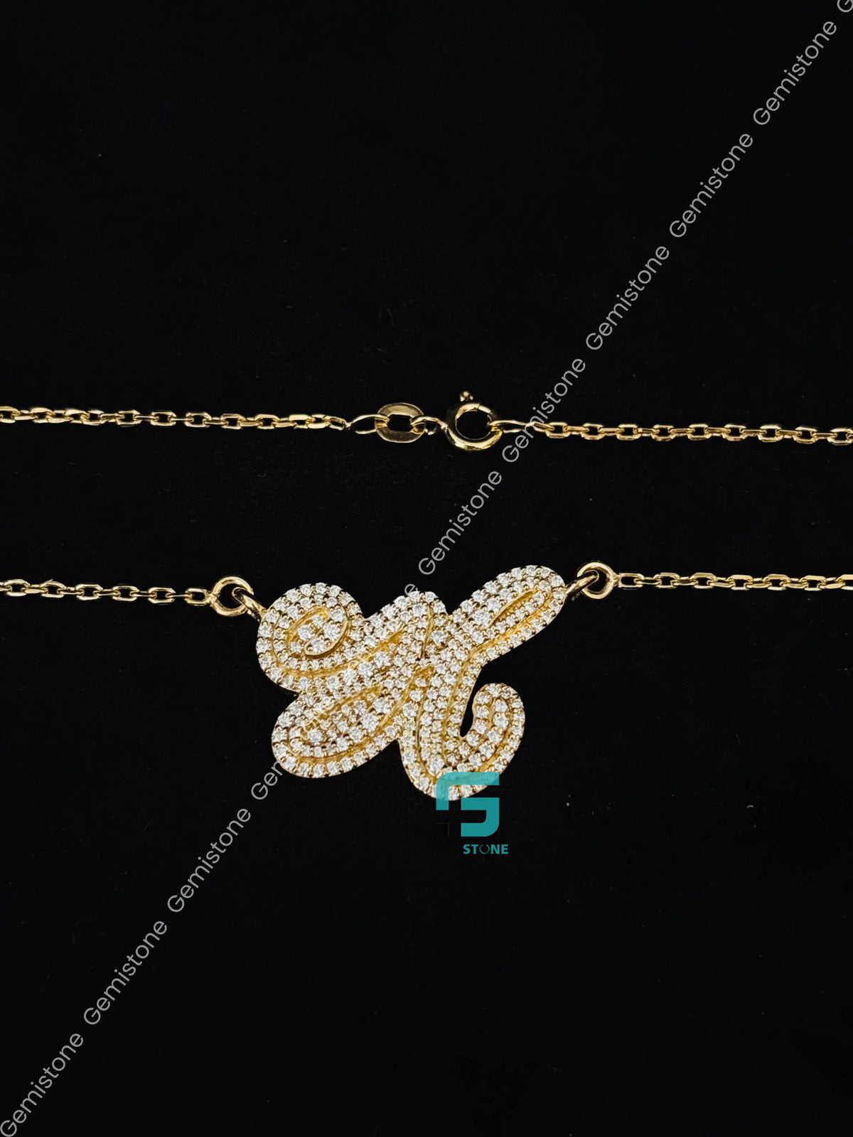 Custom Alphabet Letter Moissanite Charm Pendant For Women