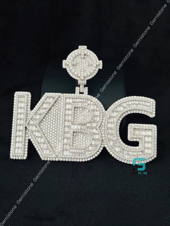 Round and Baguette Moissanite KBG Name Hip Hop Pendant