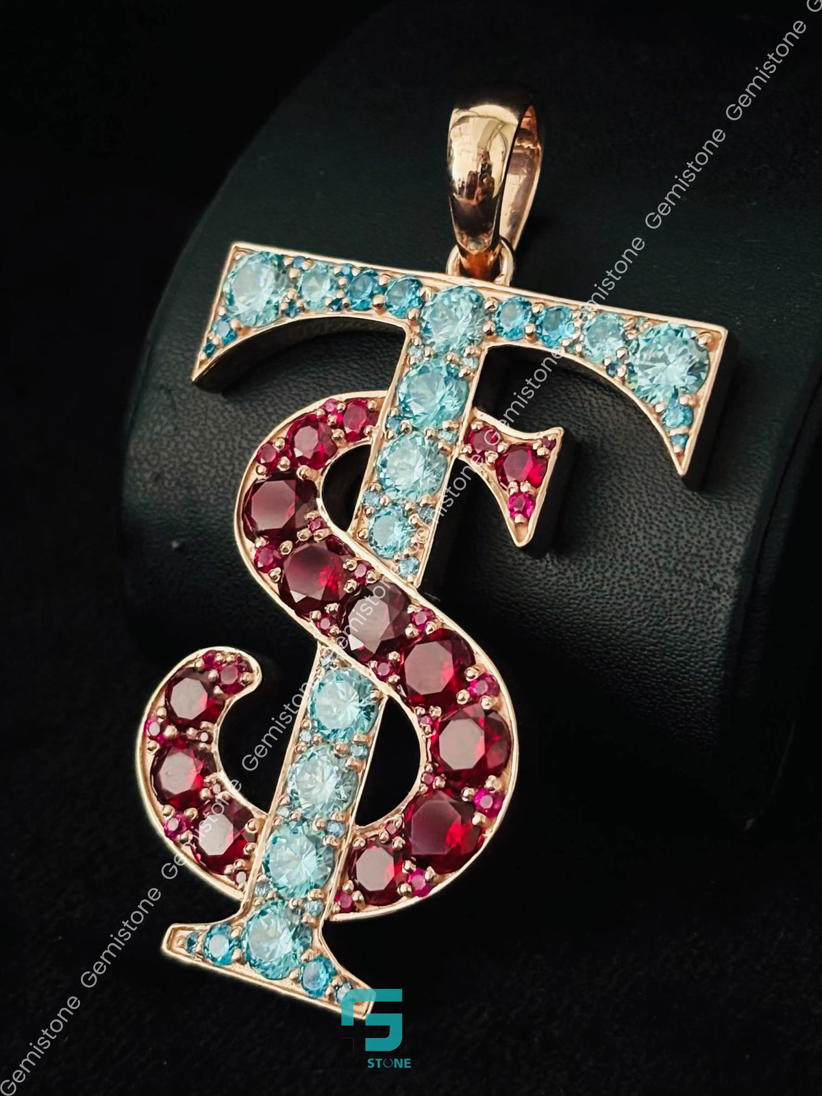 Custom Alphabet Letter Color Diamond Bust Down Pendant