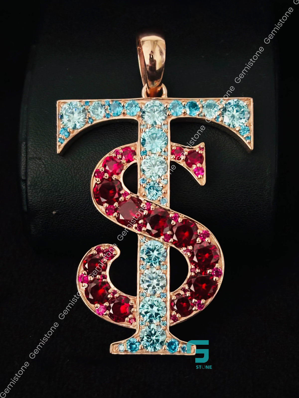 Custom Alphabet Letter Color Diamond Bust Down Pendant